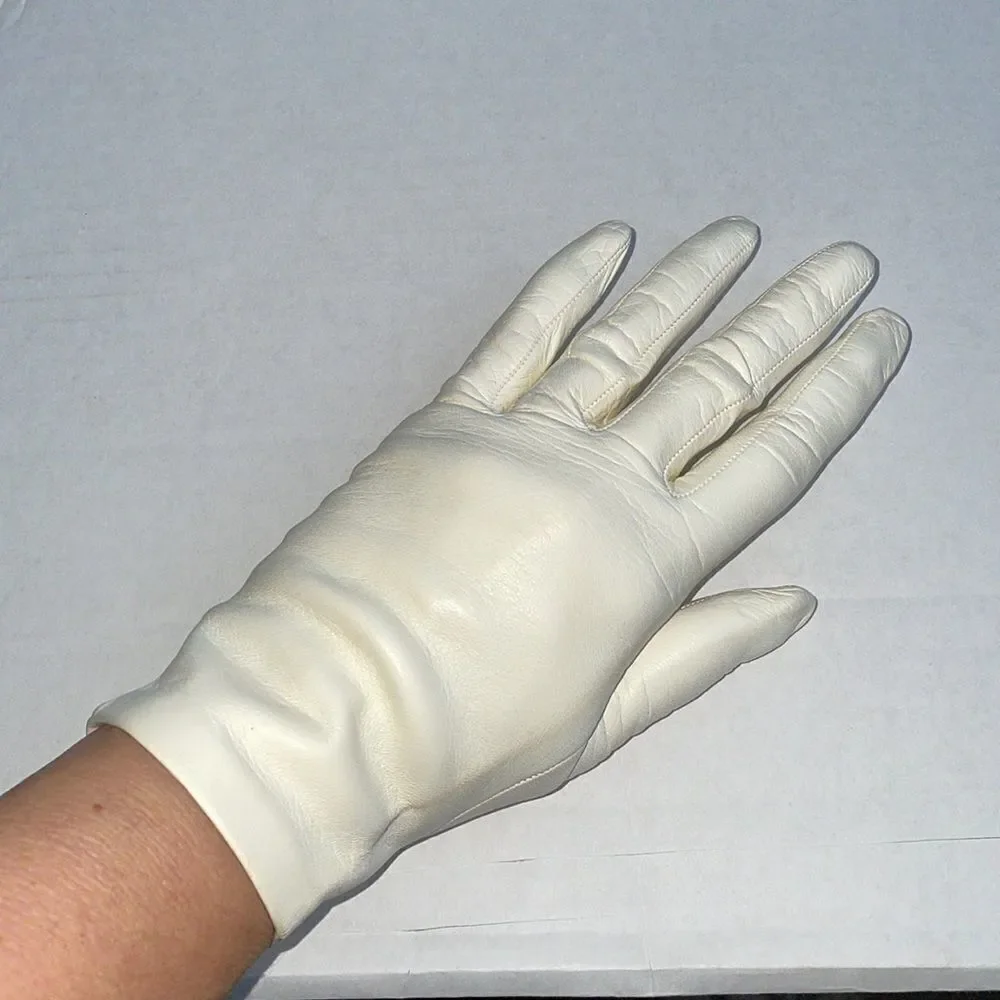 ‎Vtg Lavabile cream colored leather gloves